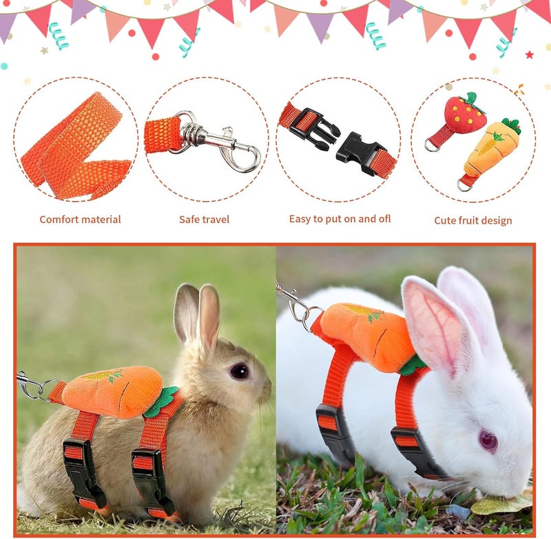 XPAPOV 4 Sets Adjustable Bunny Rabbit Harness and Leash Set Small Pet Cute Vest Harness Leash Ferret Harness Guinea Pig Harness Ferret Leash with Decorations for Bunny Kitten Puppy, Small Pets - Image 4